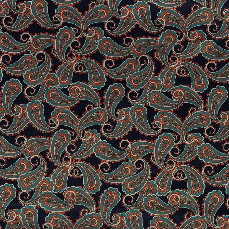 Navy with Teal Paisley Print