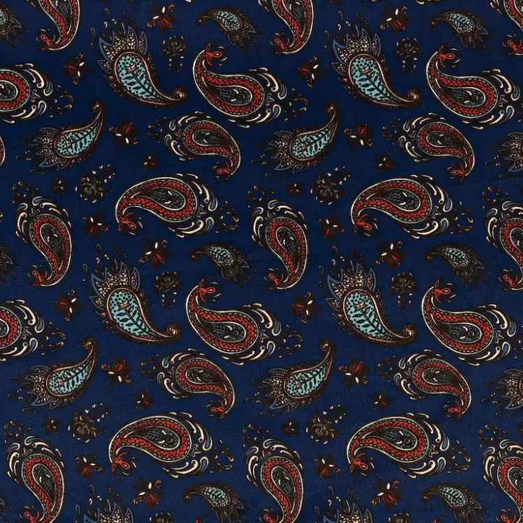 Navy Paisley Pattern Print