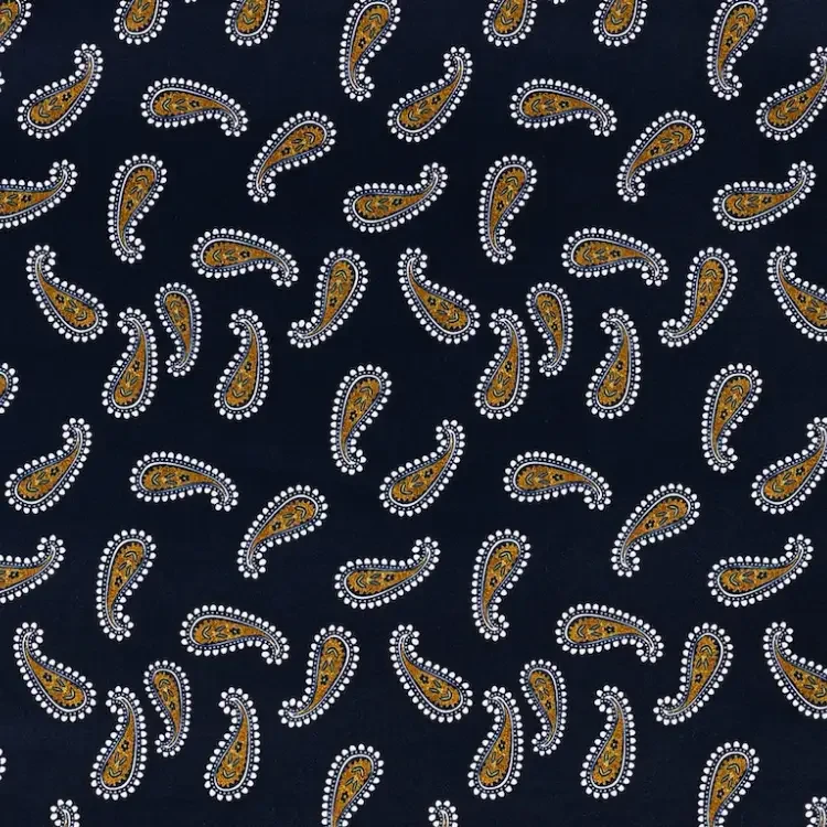 Deep Navy with White and Yellow Paisley Print