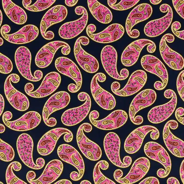 Dark Navy with Pink Paisley Pattern Print