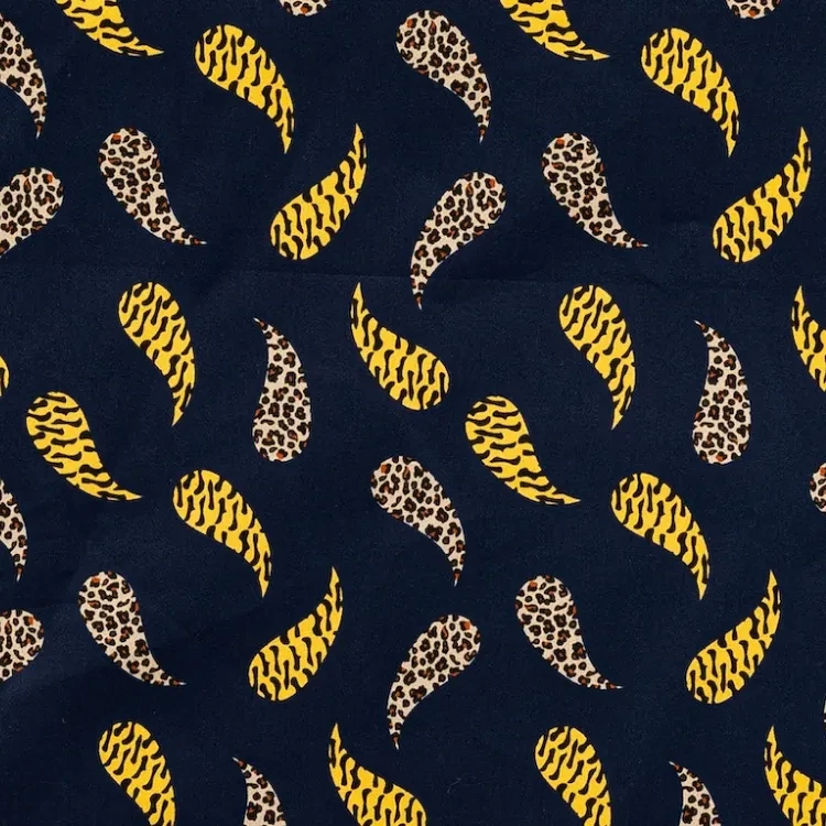 Navy Blue with Animal Printed Paisley Print