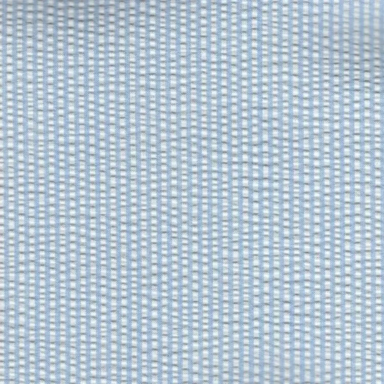 Light Blue and White Stripes Seersucker Shirt Fabric