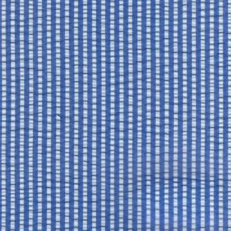 Blue and White Stripes SeersuckerShirt Fabric