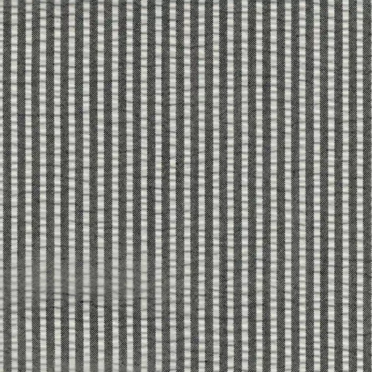 Dark Grey and White Stripes SeersuckerShirt Fabric