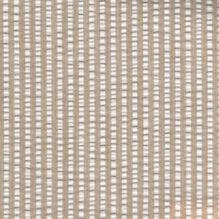 Tan and White Stripes SeersuckerShirt Fabric