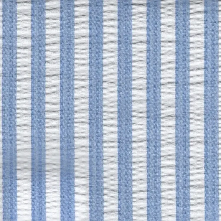 Blue and White Stripes SeersuckerShirt Fabric