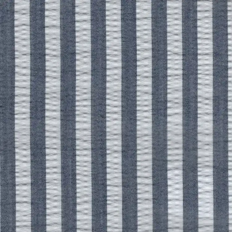 Grey and White Stripes SeersuckerShirt Fabric