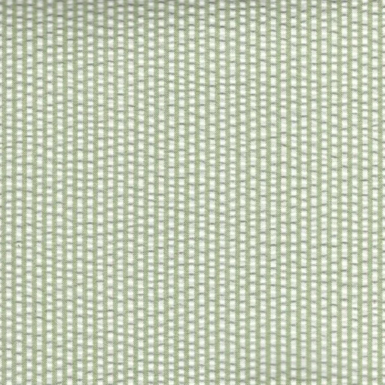 Green and White Stripes SeersuckerShirt Fabric