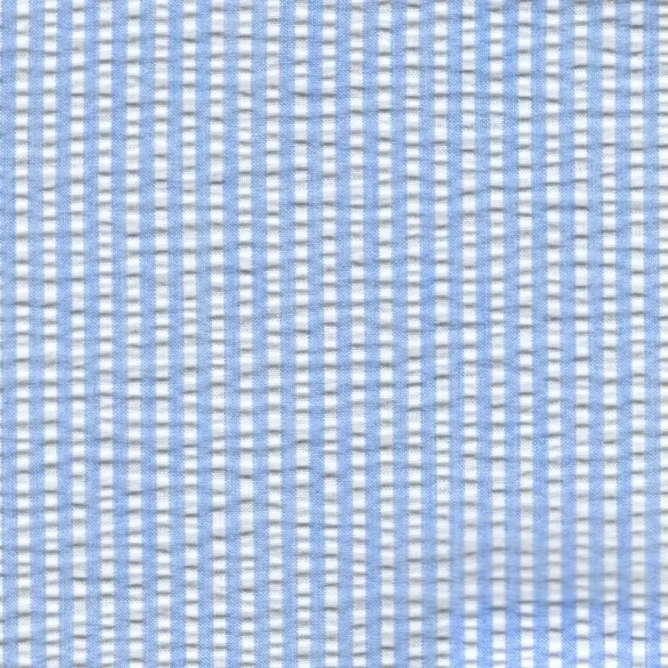 Sky Blue and White Stripes SeersuckerShirt Fabric