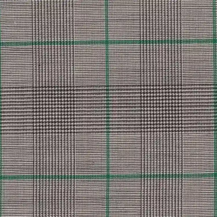 Light Beige Glen Plaid With Green Windowpane