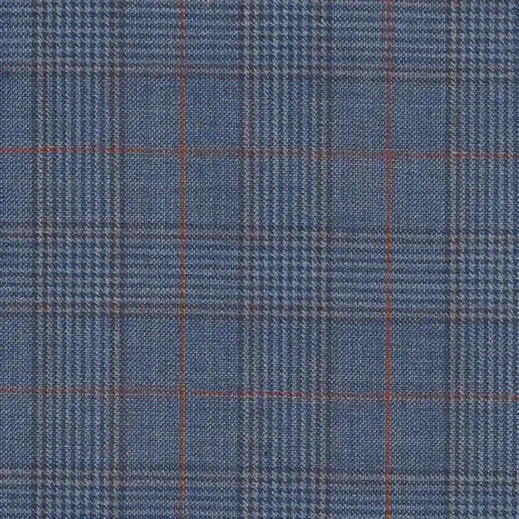 Sky Blue Glen Plaid with Burnt Orange Windowpane