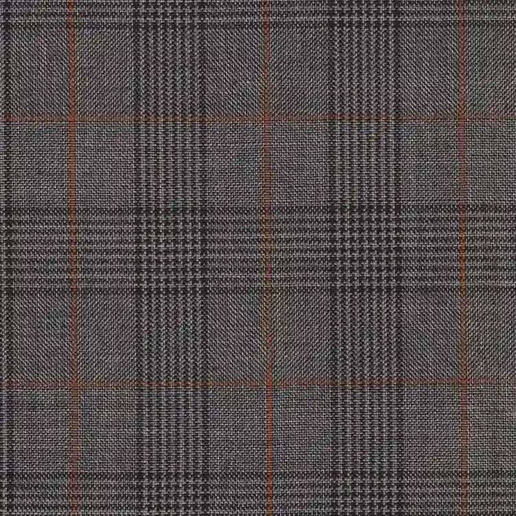 Medium Gray Glen Plaid with Burnt Orange Windowpane