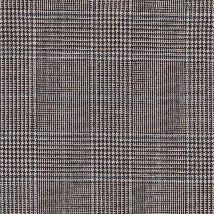 Black and Beige Glen Plaid with Pale Blue Windowpane