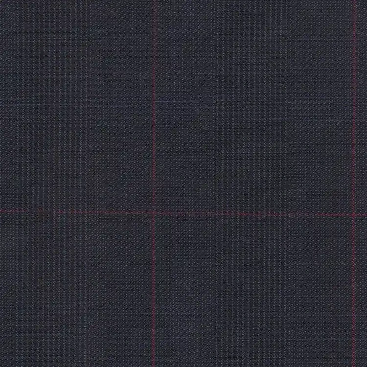 Navy Blue Glen Plaid with Plum Windowpane