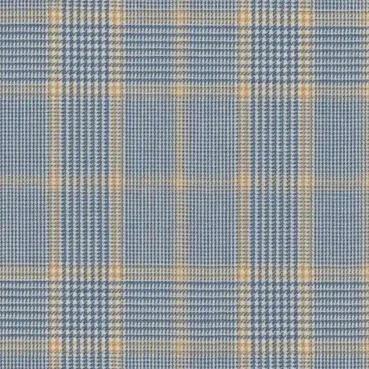 Light Blue and Faded Gold Check