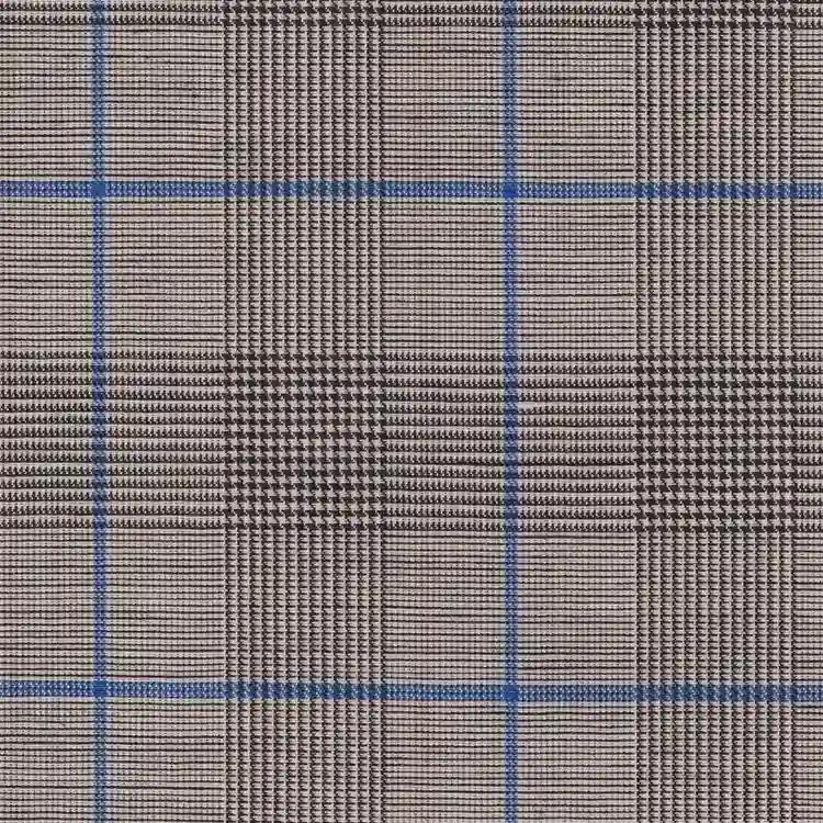 Beige Glen Plaid With Blue Windowpane