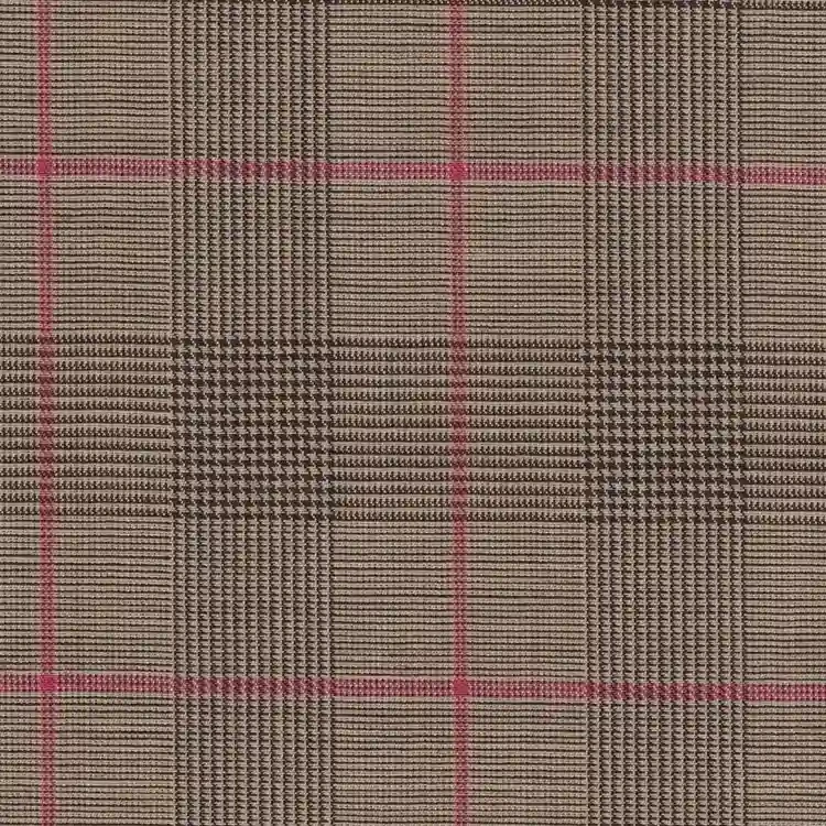 Light Brown Glen Plaid With Pink Windowpane