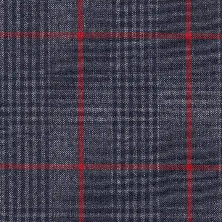 Carbon Blue Glen Plaid With Red Windowpane