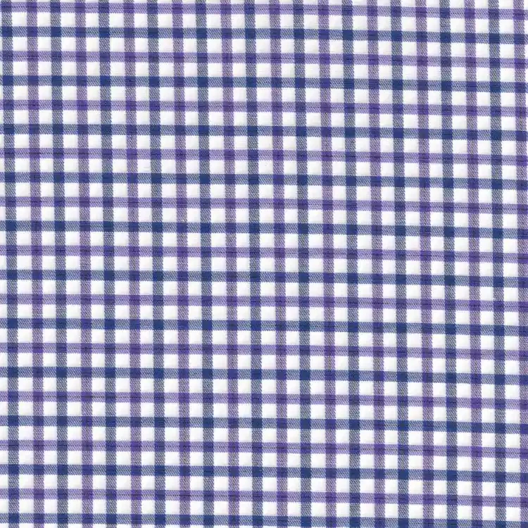 Blue and Purple on White Small Check Shirt Fabric