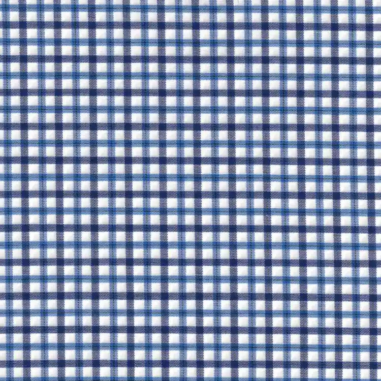 Blue and White Small Check Shirt Fabric