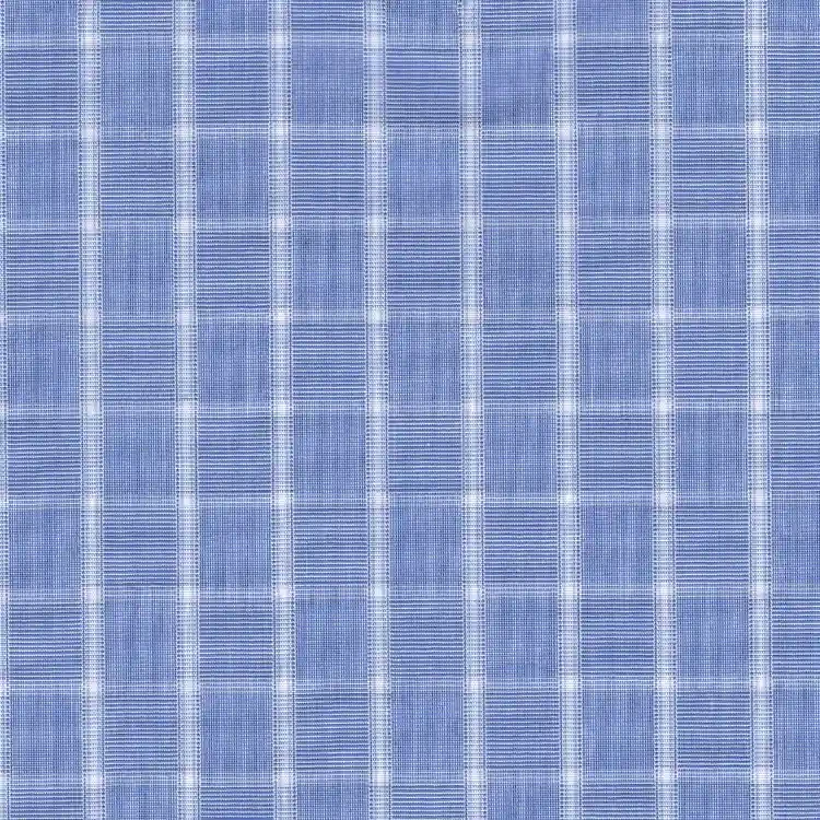 Blue with White Check Shirt Fabric