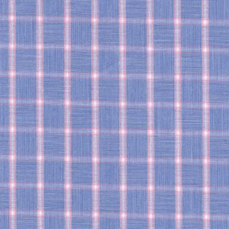 Blue with light Pink Check Shirt Fabric