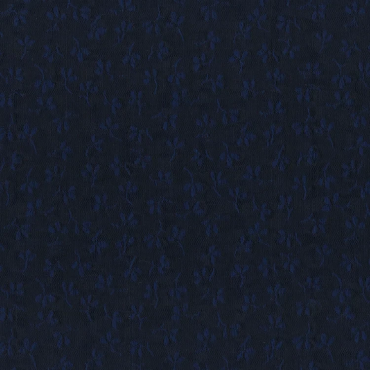 Deep Navy with Floral Pattern Shirt Fabric
