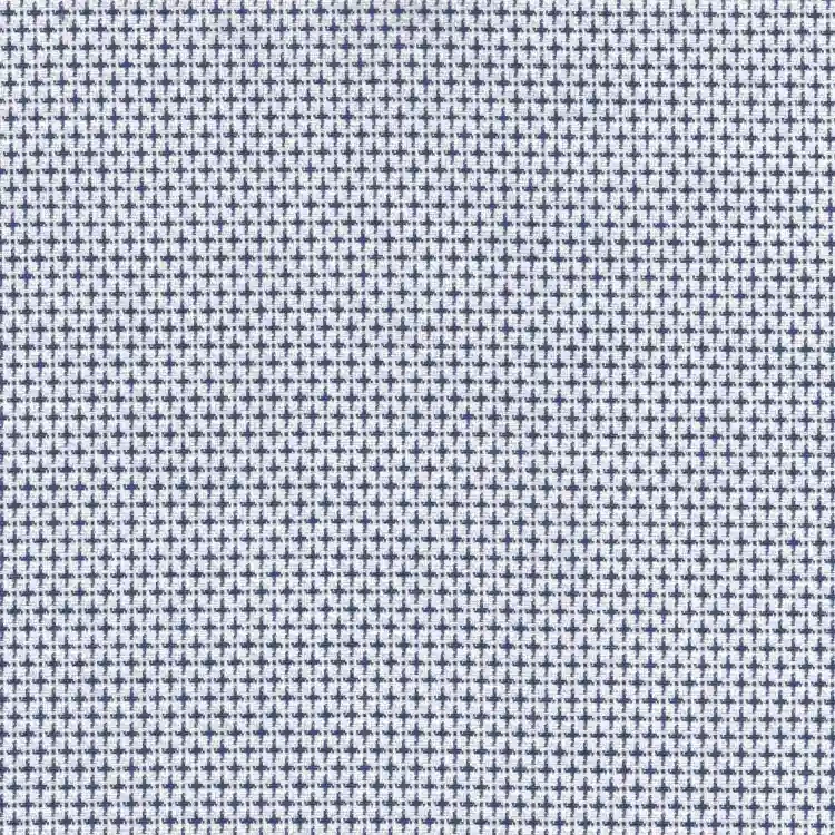 White with Blue Cross Self Pattern Shirt Fabric