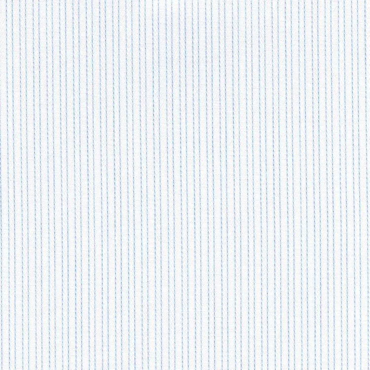 White Herringbone with Light Blue Stripes Shirt Fabric