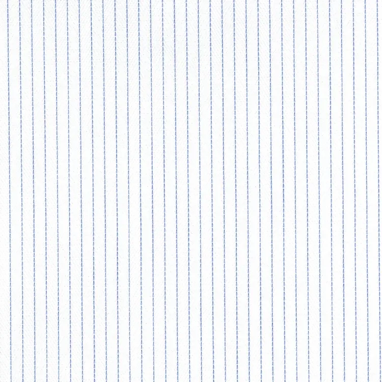 White Herringbone with Light Blue Stripes Shirt Fabric