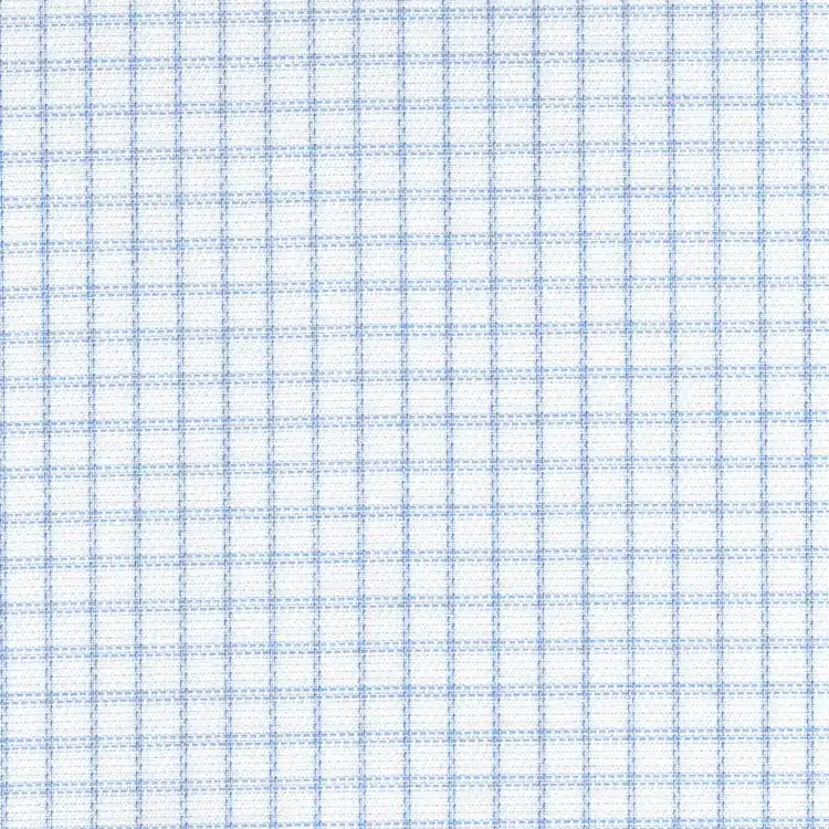 White with Blue Micro Check Shirt Fabric