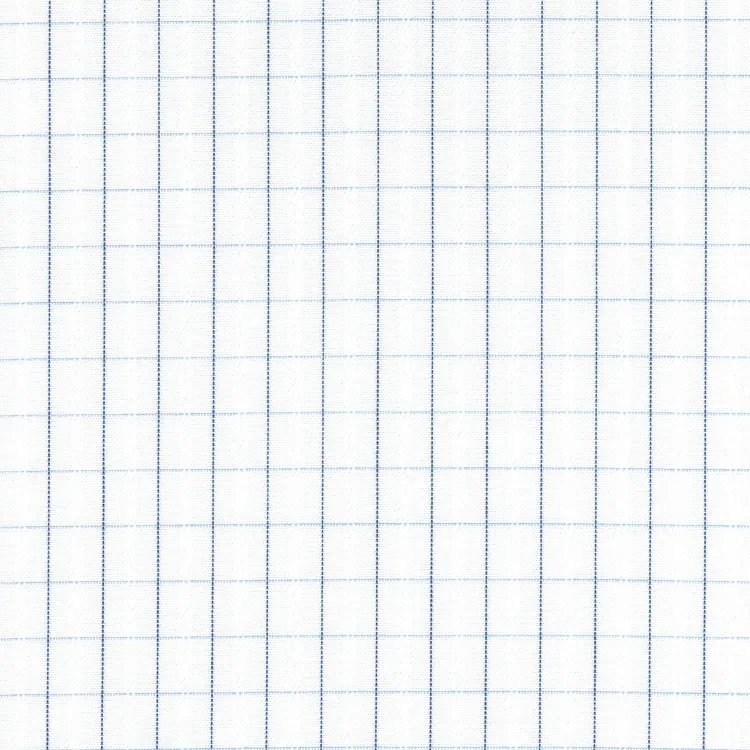 White Stripes with Blue Check Shirt Fabric