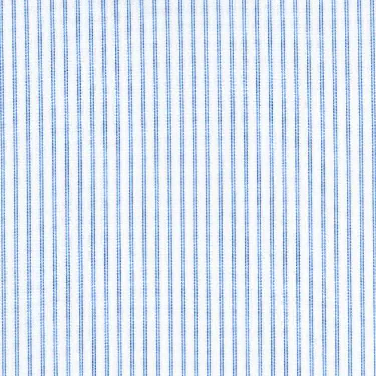 White and Blue Stripes Shirt Fabric