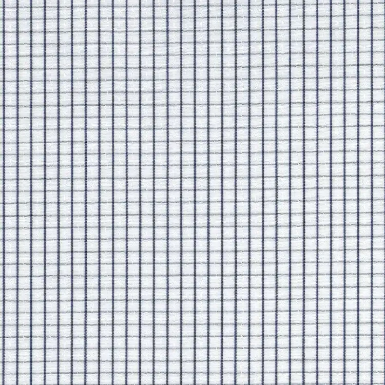 White with Navy Micro Check Shirt Fabric