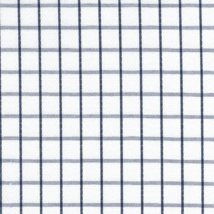 White Micro Diamonds Pattern with Blue Check Shirt Fabric