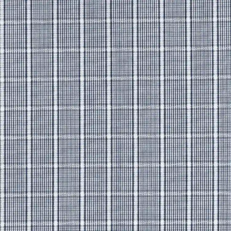 Navy and White Check Shirt Fabric