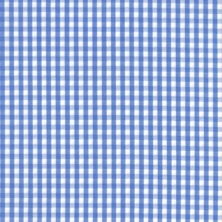 Blue and White Gingham Check Shirt Fabric