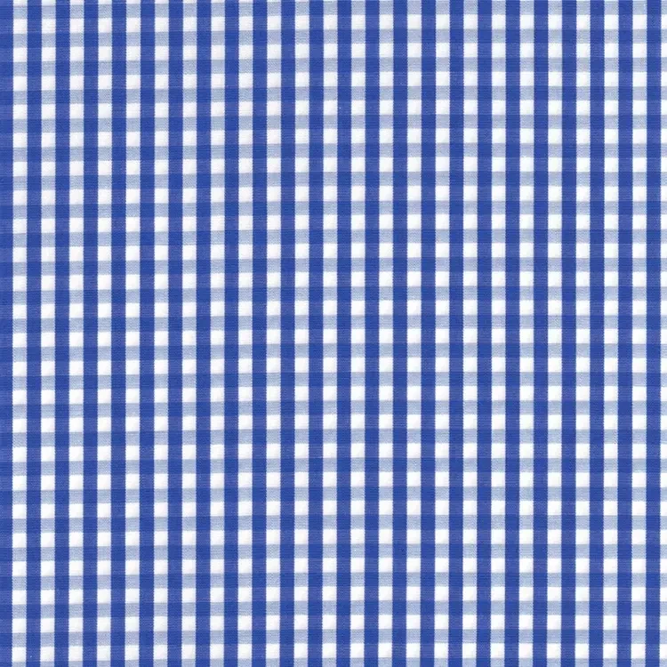 Navy Blue and White Gingham Check Shirt Fabric