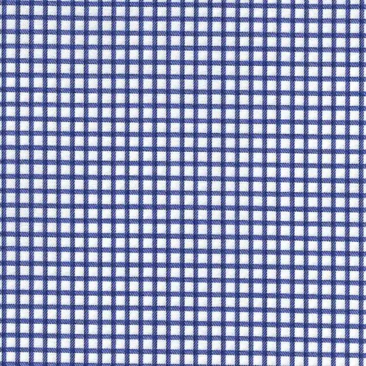 Navy and White Check Shirt Fabric