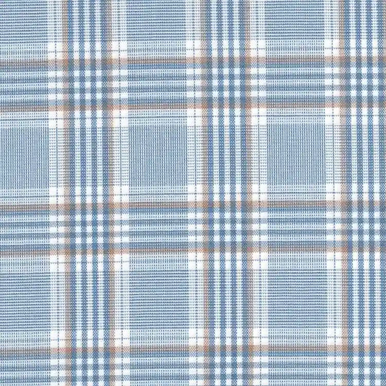 Blue Brown and White Plaid Shirt Fabric