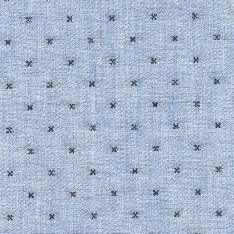 Light Blue with Navy Small Dot Pattern Shirt Fabric