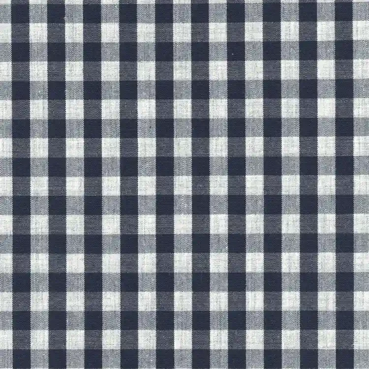 Deep Navy and Gray Plaid Shirt Fabric