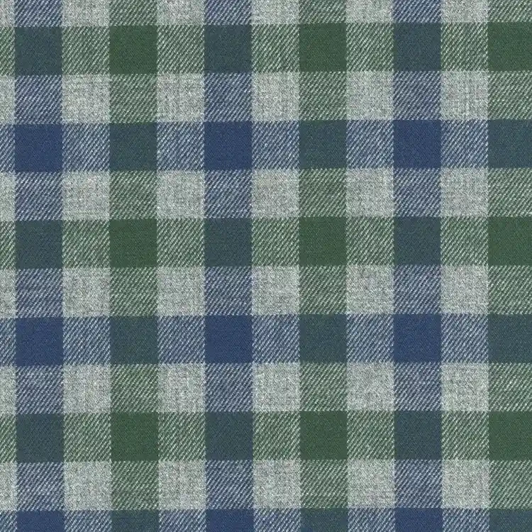 Blue, Green and Gray Plaid Shirt Fabric