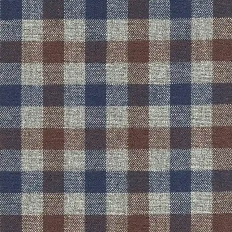 Blue, Brown and Gray Plaid Shirt Fabric