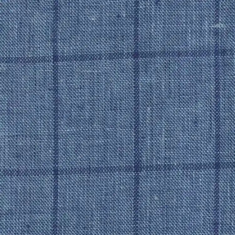 Denim Blue Check Linen