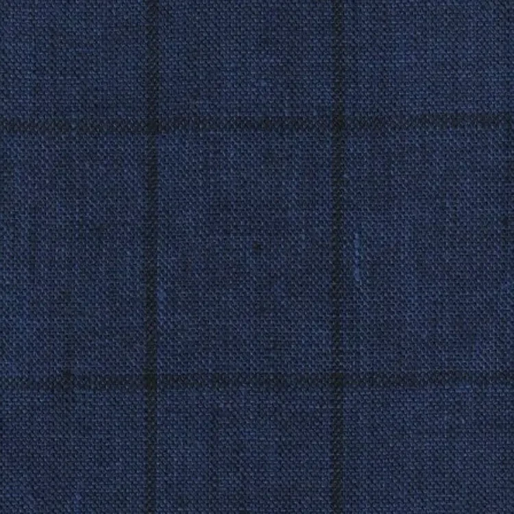 Navy Blue Check Linen