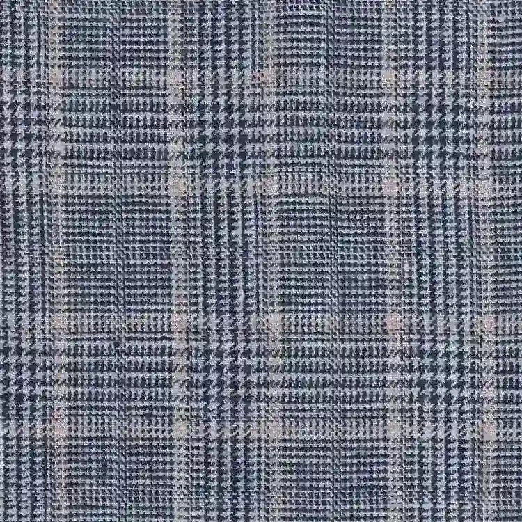 Blue with Salmon Check Linen