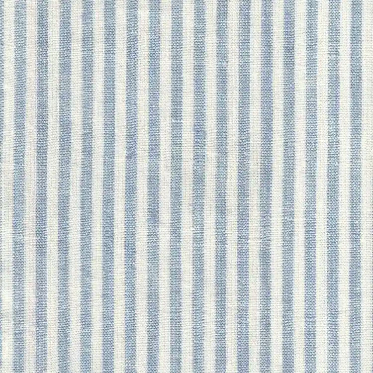 White with Baby Blue Stripe Linen