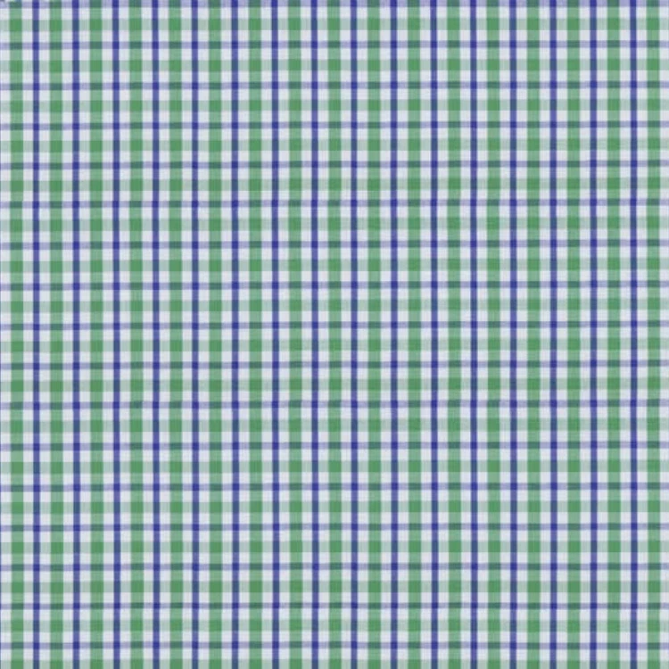 Blue with Green Checks Shirt Fabric
