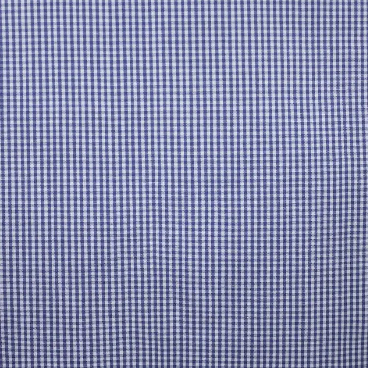 Navy Blue and White Small Checks Shirt Fabric
